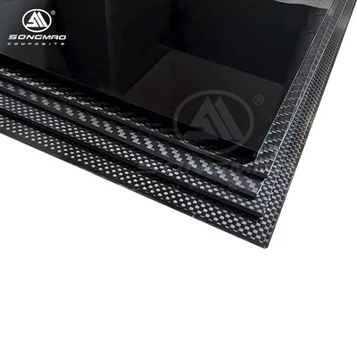 Placa de fibra de carbono brillante de 3k liso